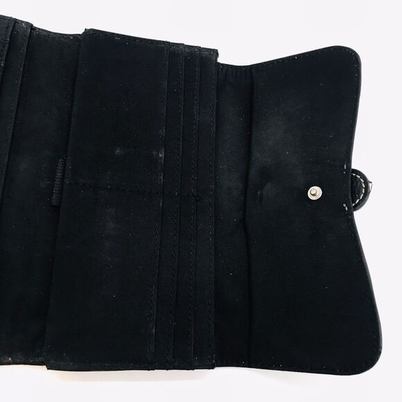 Liz & Co. Black Tri-Fold Wallet with Accent Stitching ID CC Cash Coin 7.5 x 4" - Picture 9 of 10